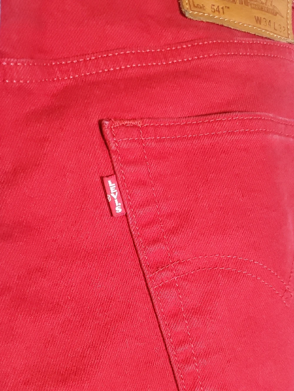 Levi's Blue Denim Jeans with Red Side Stripe 34x32 - Size 34x32
